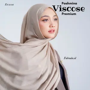 Fahnala.id Square Pashmina Viscose Premium Bahan Lembut Ringan Uk 185x75 cm Finishing Double Stitch Cocok untuk Formal & Casual