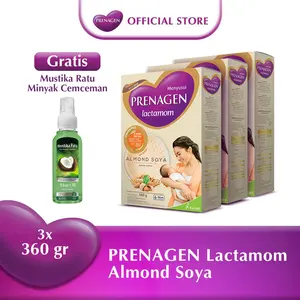 [TRIPLE PACK] PRENAGEN Lactamom Almond Soya 360gr FREE Mustika Ratu Minyak Cemceman