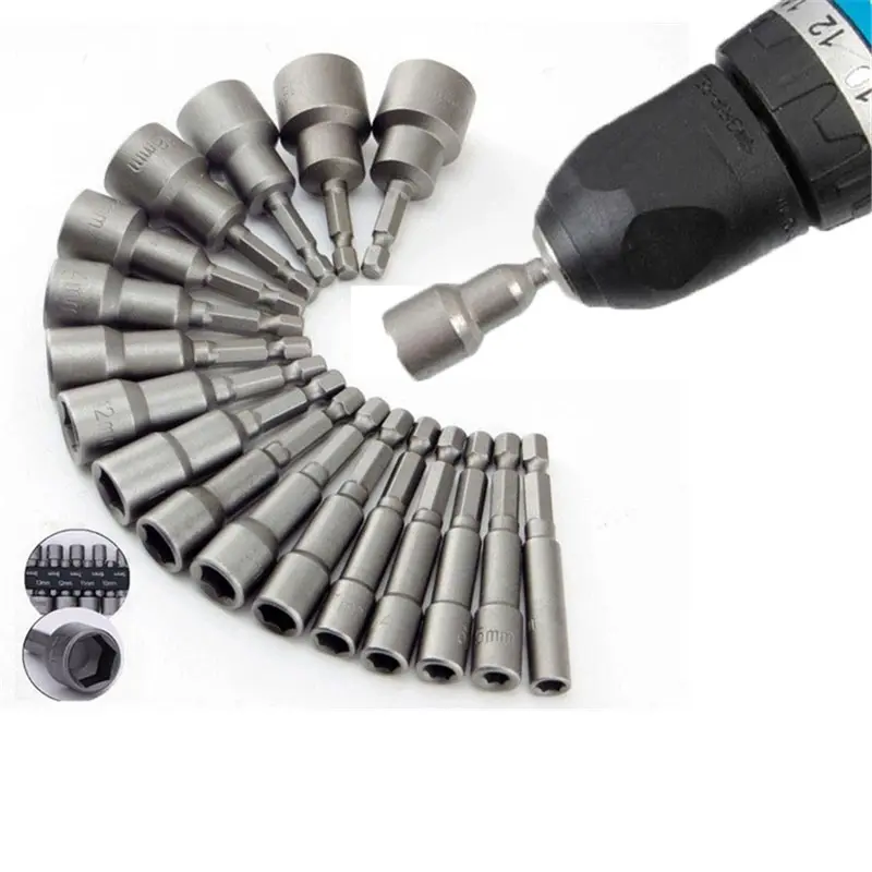 9pcs/set 5mm-13mm Hex SocketS Sleeve Nozzles Nut Driver Set Screwdriver Set Schroevendraaier Set Bits Sets Tools