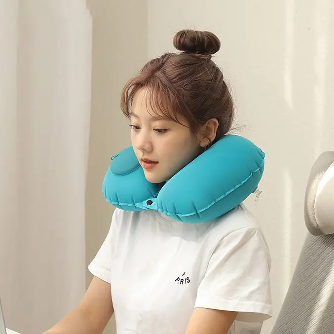 LuxGaze Foldable Travel Portable Neck Pillow Press Inflatable U-shaped Pillow BXUZ-C