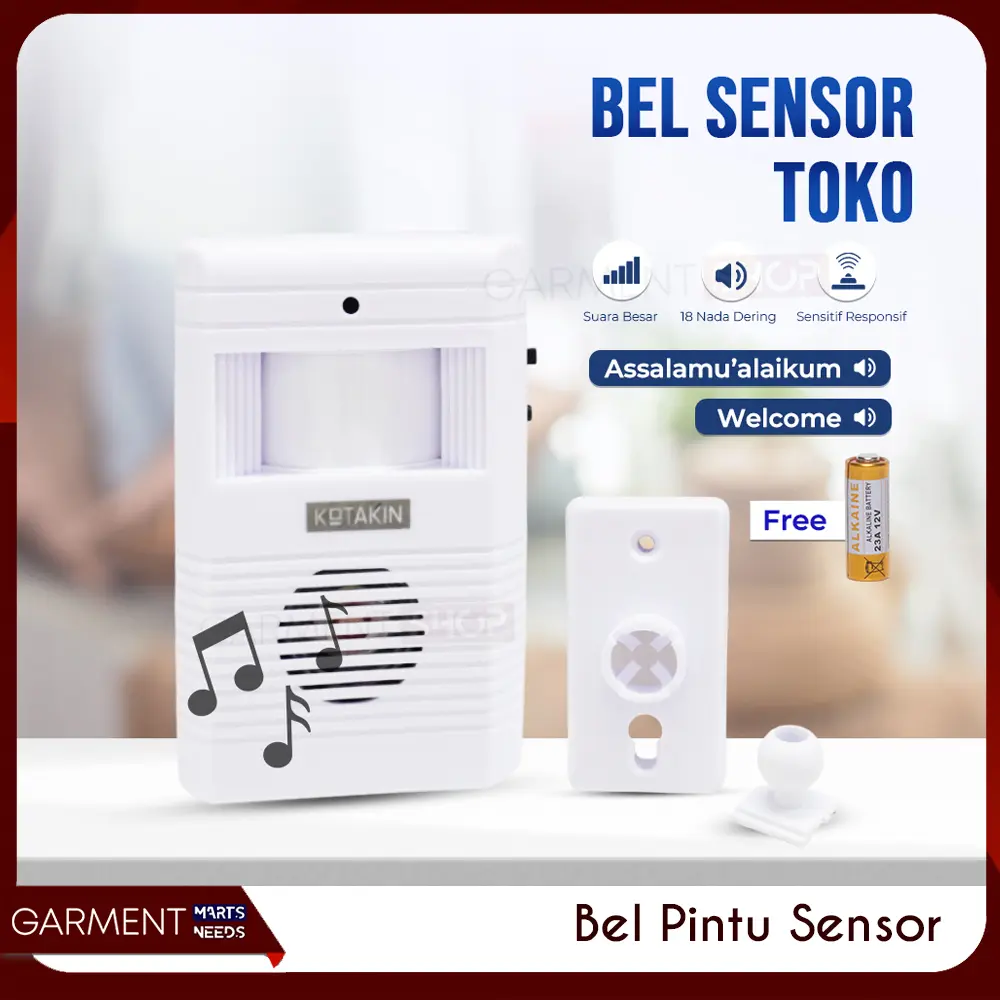 Bel Pintar Sensor Gerak Wireless Pintu Toko Rumah Dengan Suara Welcome Assalamualaikum Ringtone