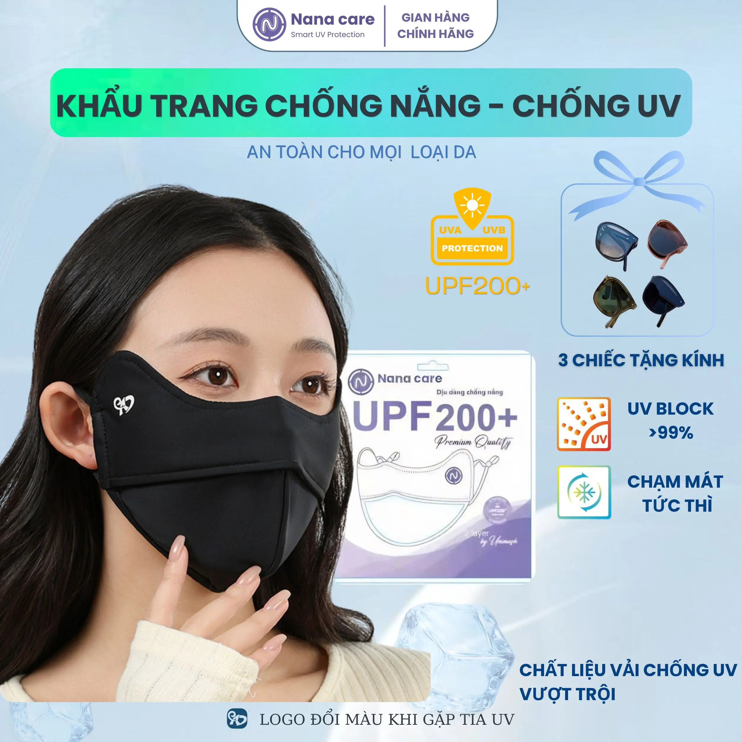 [2 lớp]  Khẩu Trang Chống Tia UV Nanacare 2 lớp , Khẩu Trang Chông Nắng Phù Hợp cho Cả Nam Và Nữ Phụ Kiện. khautrang