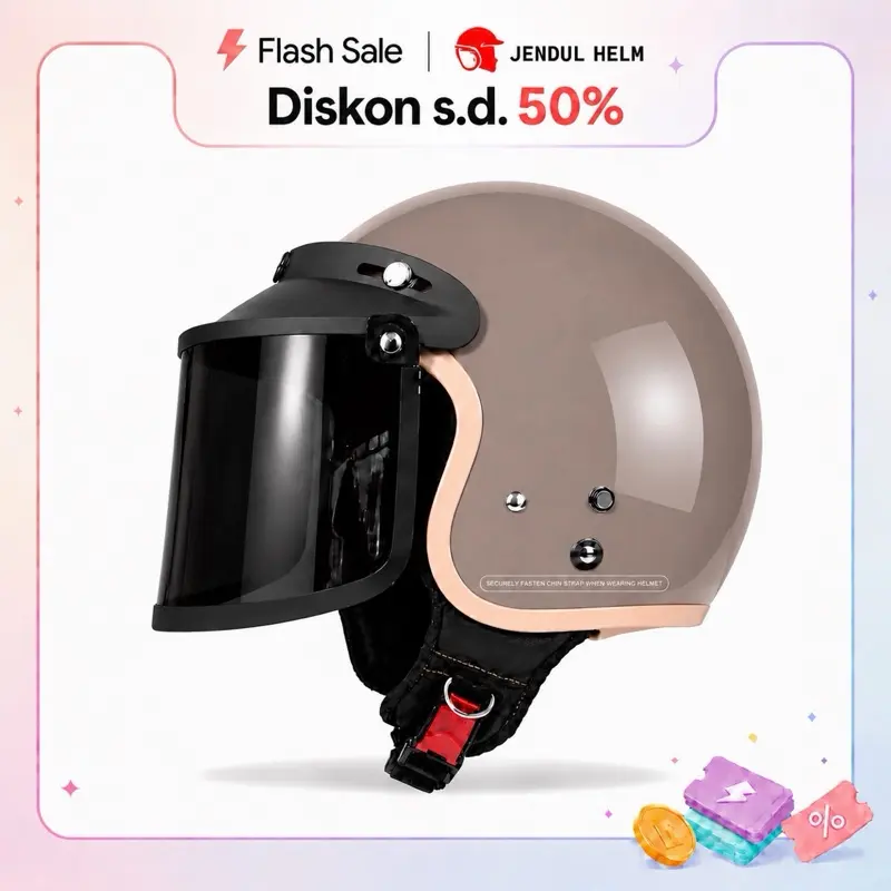 HELM BOGO HIJAB LIS CREAM BEST SELLER SNI KEREN KEKINIAN untuk Motorcycle