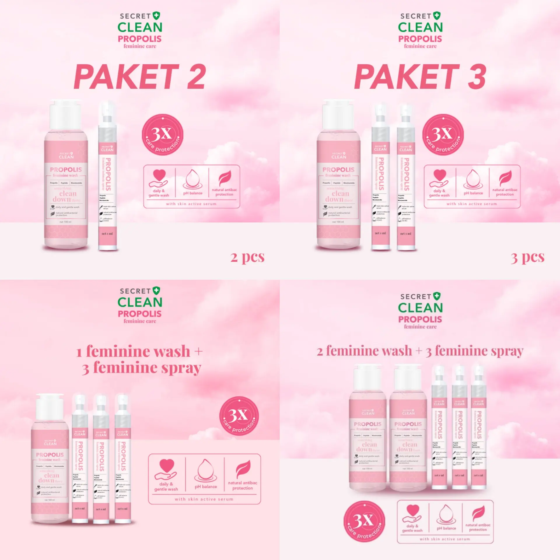 AGEN SKINCARE VIRAL - Secret Clean Paket Propolis Feminine Care 2 pcs / 3 pcs / 4 pcs / 5 pcs