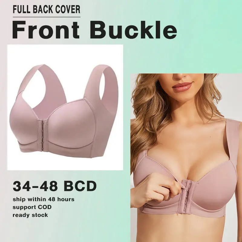 !! Star Sale !! Plus Size 34-48 B C D Front Close Bra for Women Push Up Wirelsss Bra Thin Cup Full Back Cover Comfort Brassiere