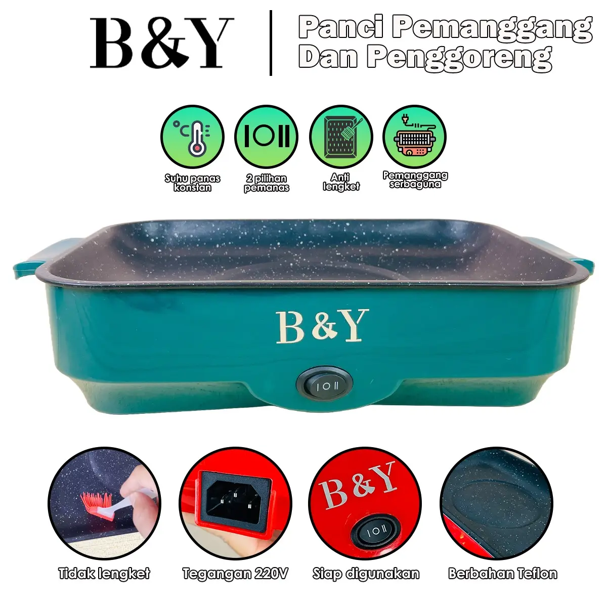 Panggangan BBQ Panci Listrik Multifungsi Anti Lengket / Grill Fryer Pemanggang Alat BBQ