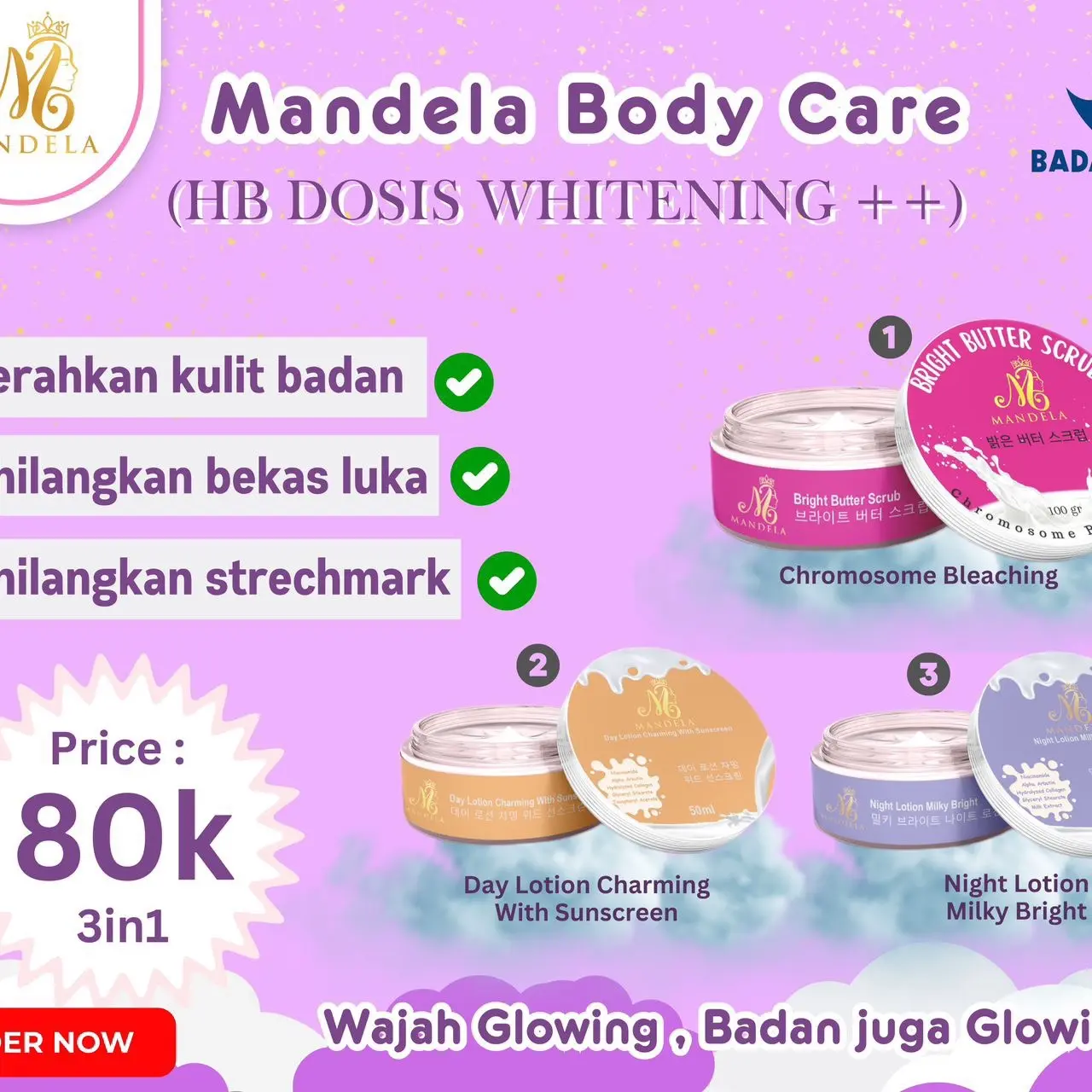 Body Care Mandela Lotion Mencerahkan Tubuh Hand