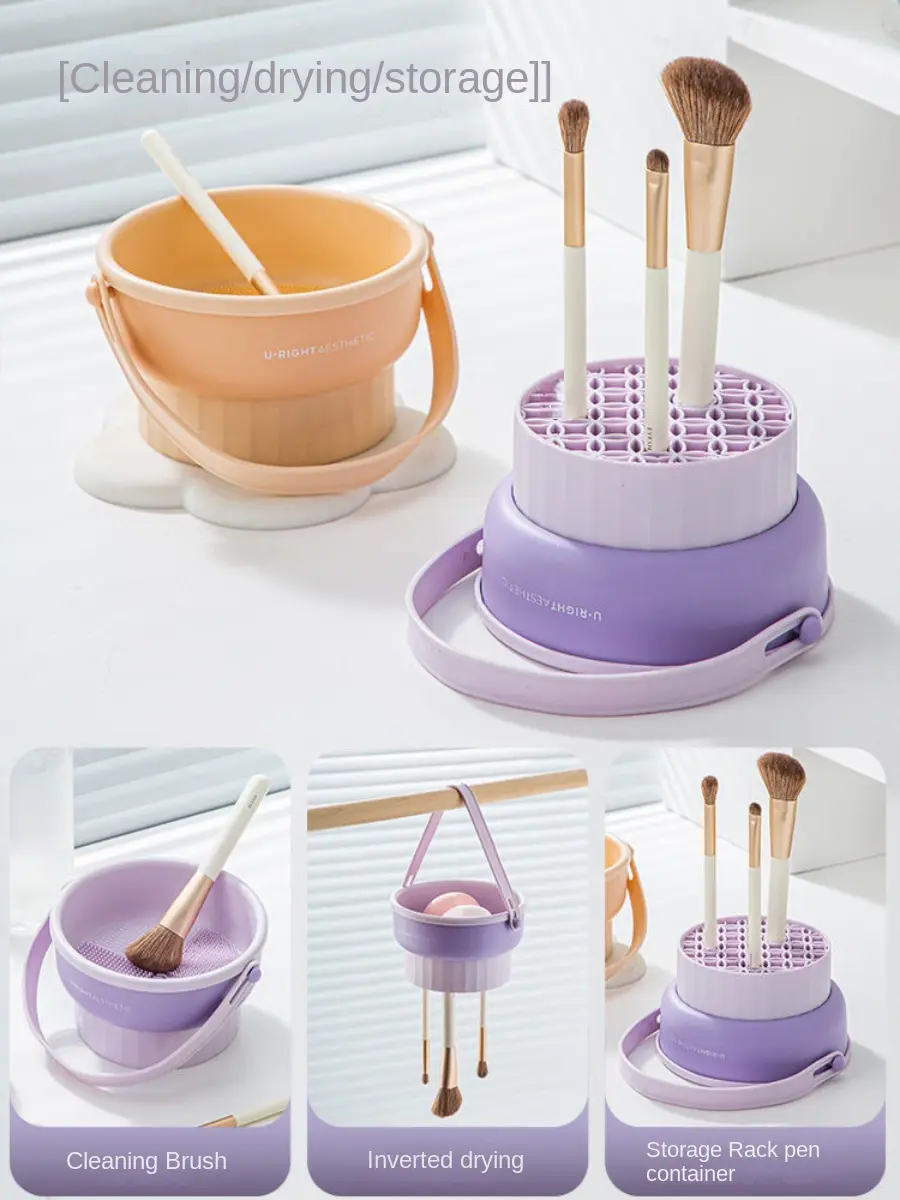 [Star.Studios] 3 in 1 Makeup Brush Cleaner Cleaning/Drying/Storage Tool Rack Cleansing Cosmetic