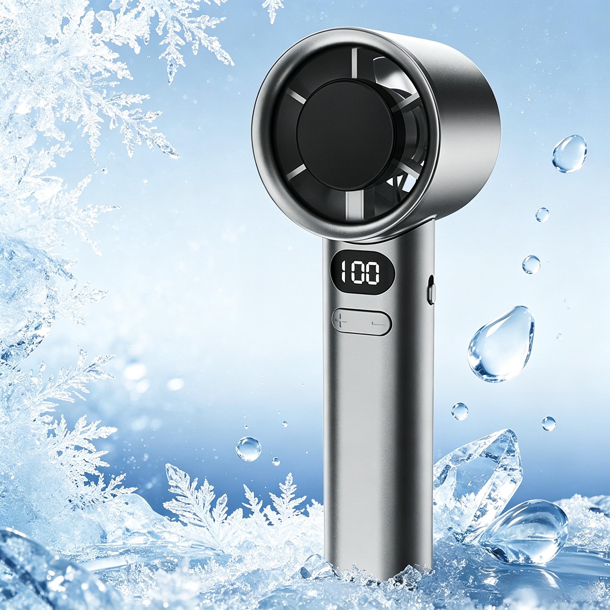 Portable Silent Chargeable Fan Small Handheld Fan Portable Compact Travel Fan Mini Fan USB Rechargeable Fan Handheldfan LED Digital Display Handheld Fan