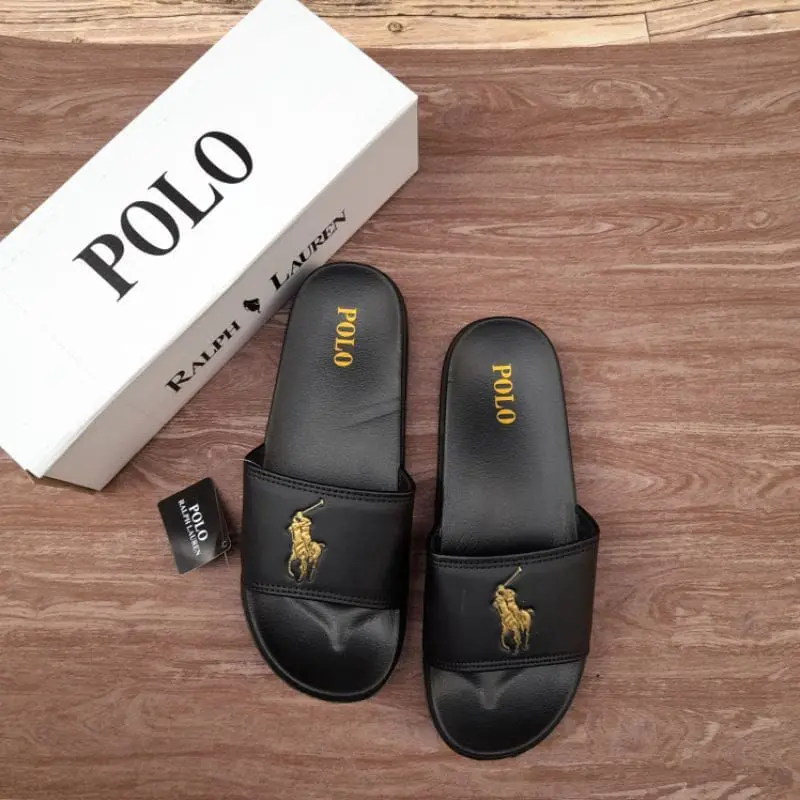 Polo Sandal Slop Pria Wanita Sendal Slop Wanita Black Ukuran 36 Sampai 43