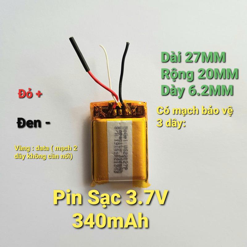 Cục lưu trữ 340mAh 3.7V sạc lại - Dùng thay thế thiết bị điện tử