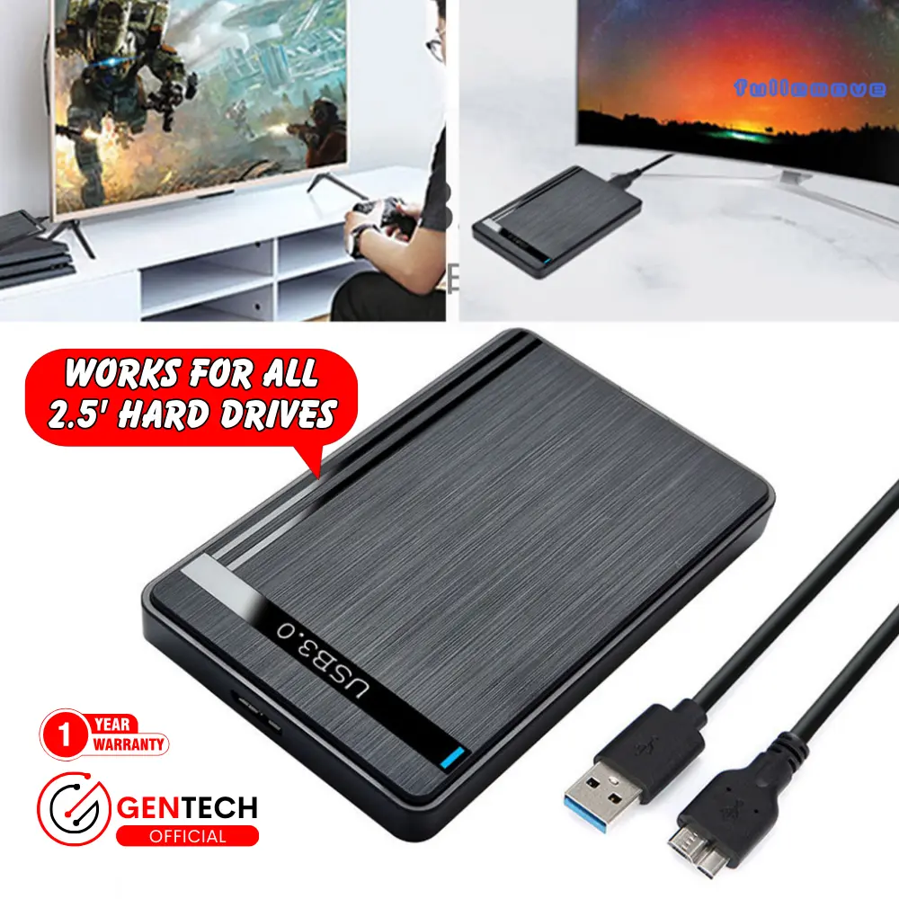 (SG) 2.5" Hard Drive Enclosure USB 3.0 to SATA III Adapter Supports 2.5 Inch SSD & HDD 9.5mm 7mm External Hard Drive Enclosure with UASP Compatible with WD Seagate Toshiba Samsung Hitachi - Black
