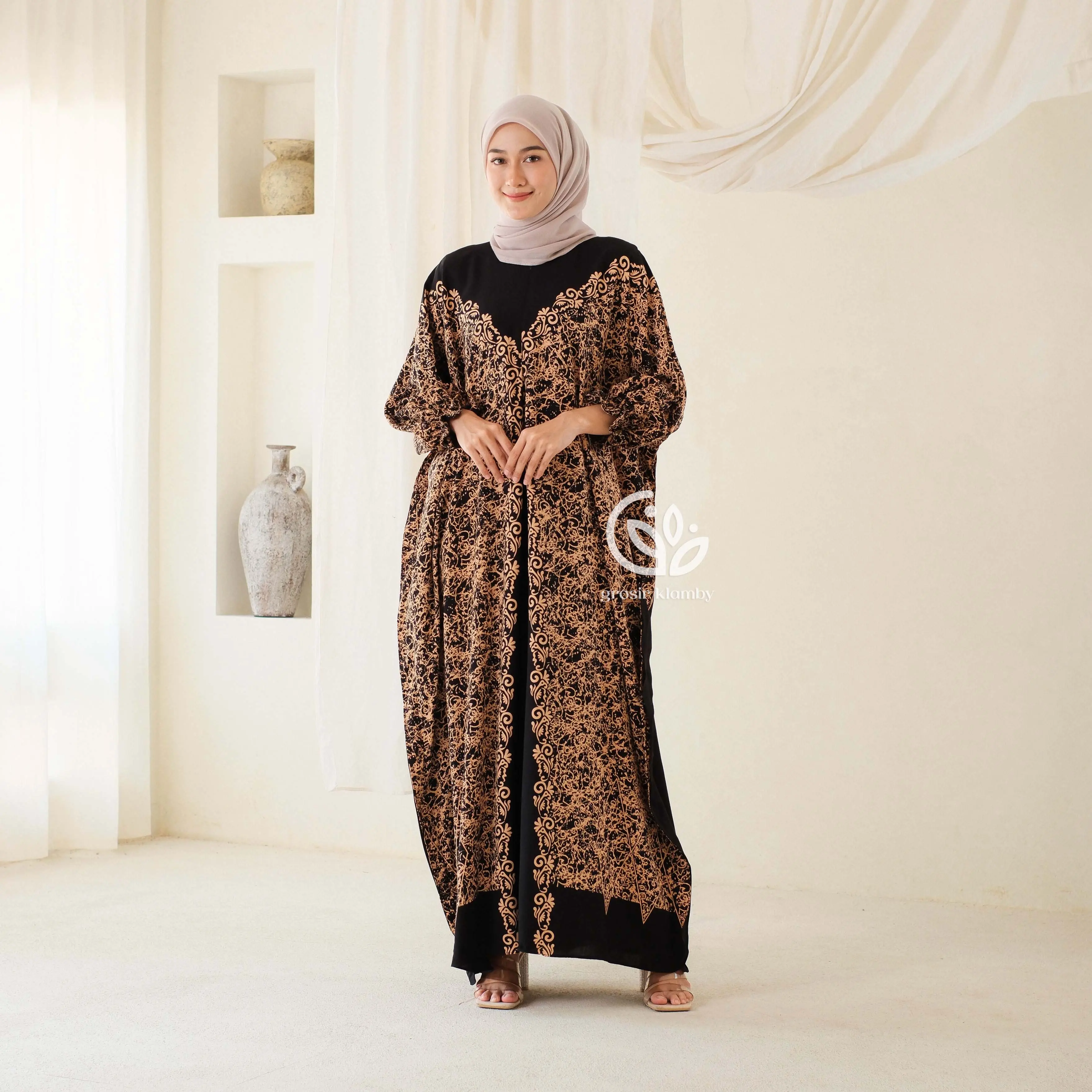 Kaftan Safa Dubai Serbia Rayon Premium Batik Busui Super Jumbo Dress  Wanita  Nyaman Panjang Tebal