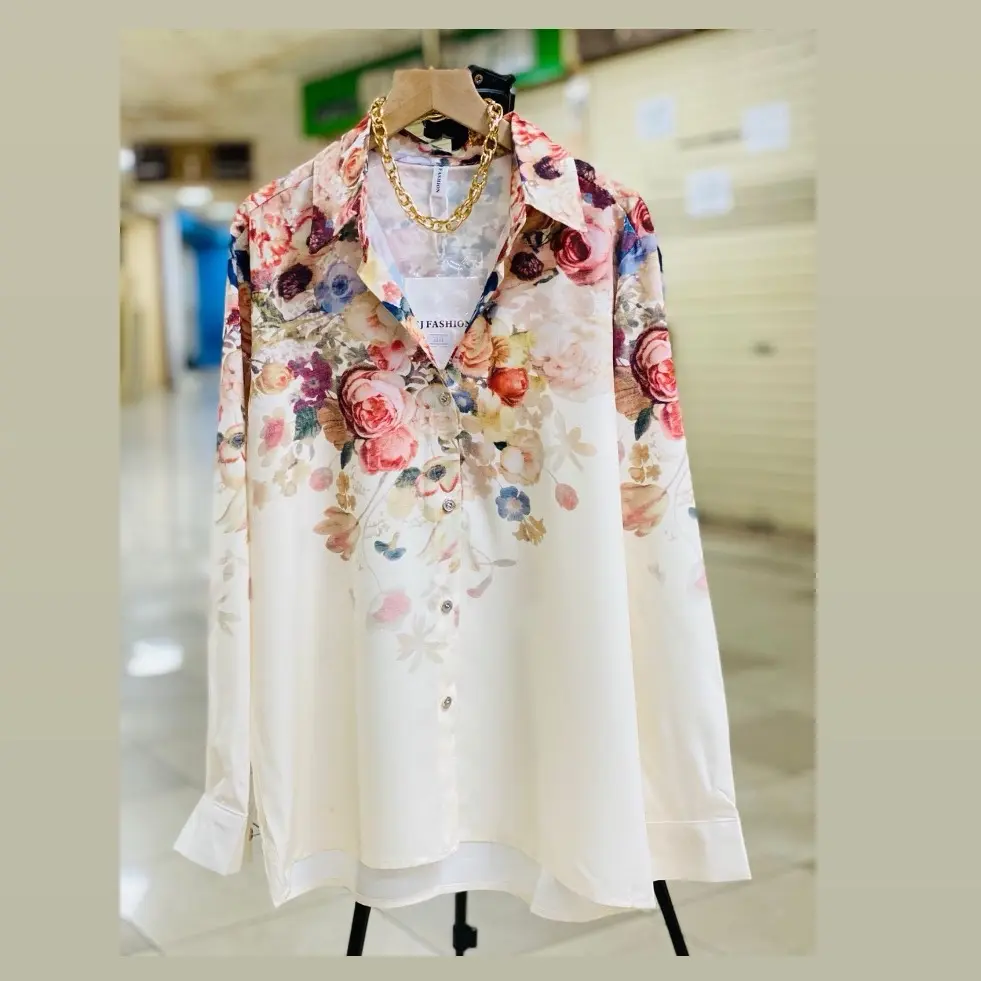 Kemeja silk motif flower terbaru LD 110cm-116cm PJG 70cm