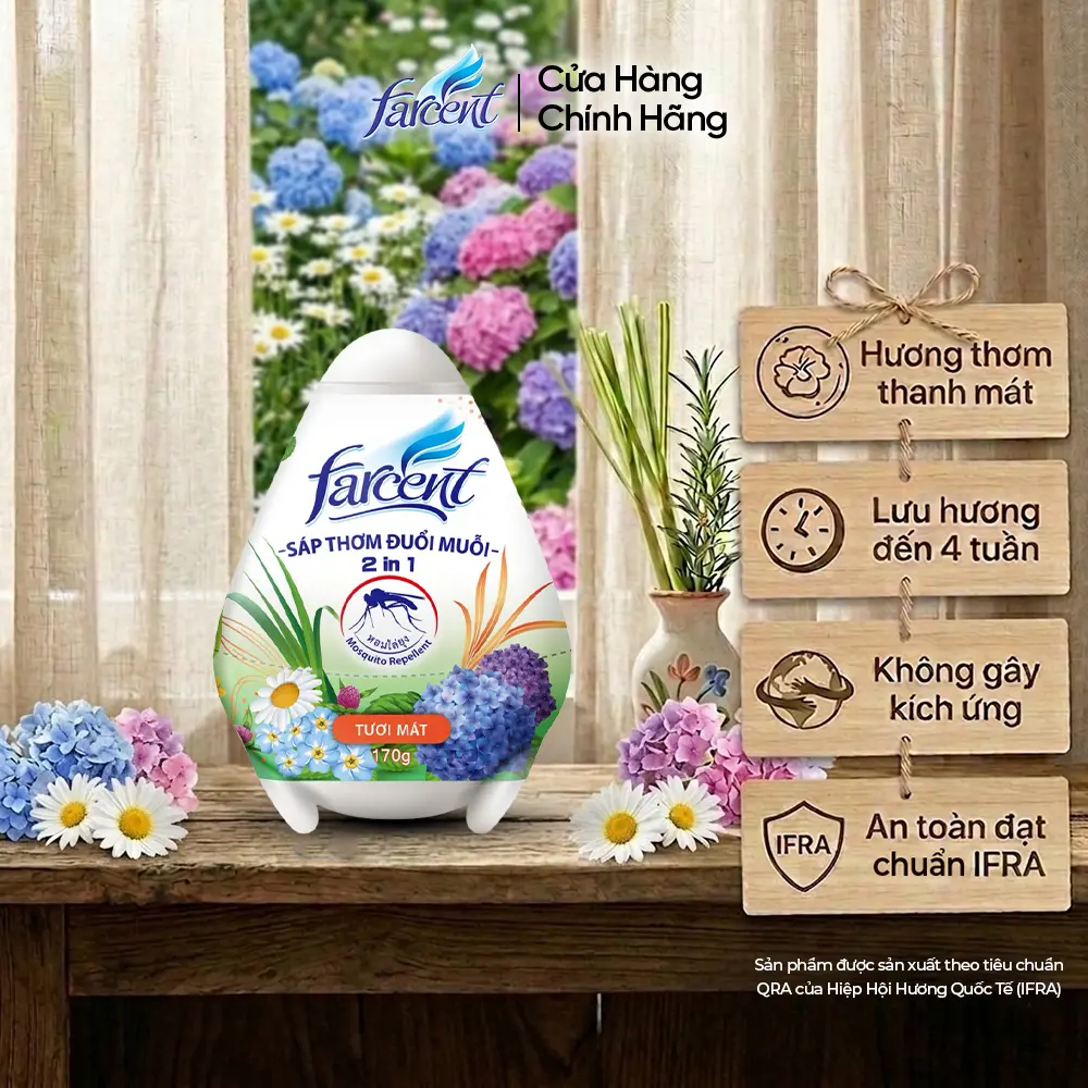 Sáp thơm phòng đuổi muỗi, khử mùi hôi hình trứng Farcent 170g chính hãng (5 hương thơm lựa chọn) Dầu Thơm Phòng Dầu Thơm