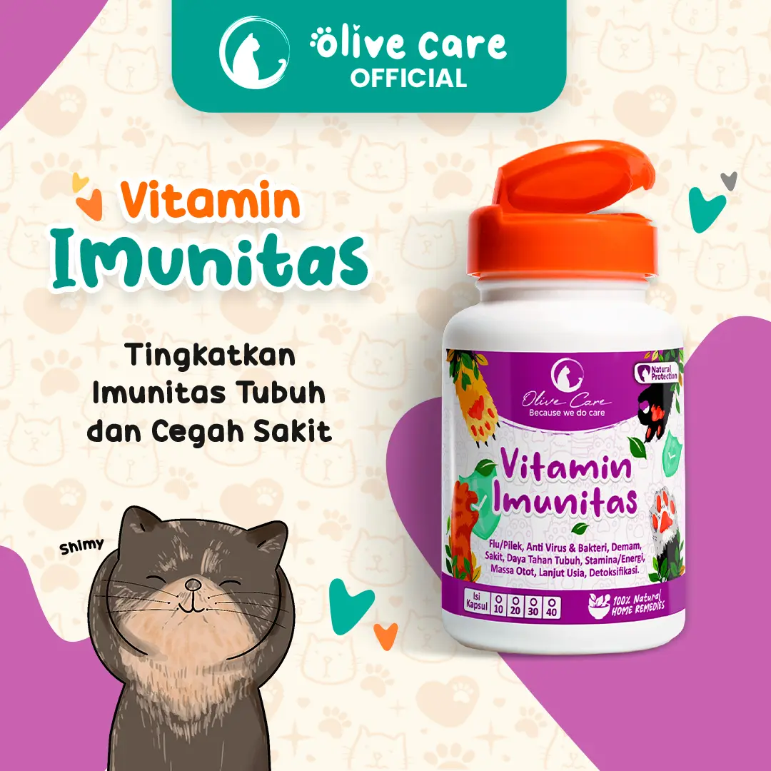 Olive Care Vitamin Kucing IMUNITAS untuk Daya Tahan Tubuh, Flu, Pilek, Mata Belekan, Demam, Lemes dan Lanjut Usia