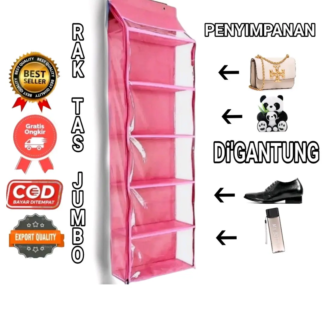 Rak tas gantung premium 6sap|Rak tas gantung 6skat full triflek|Rak serbaguna