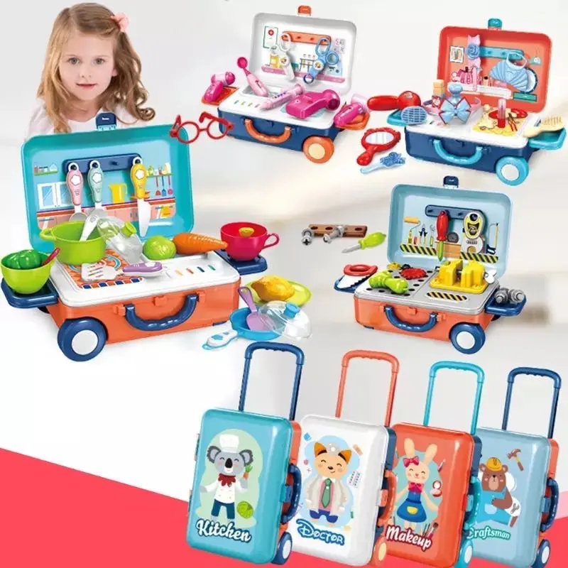[SG Seller]Kid Simulation Play House Toys/Kitchenware/Medical Equipment/Girl Makeup Table/Toolbox/ Portable Trolley Case