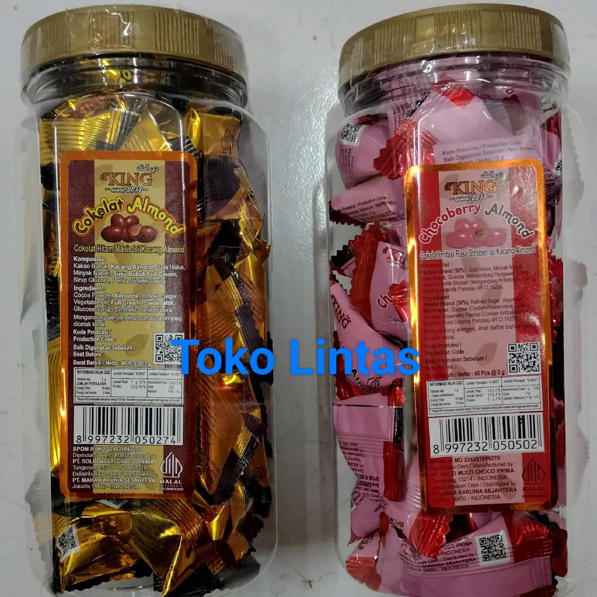 Cokelat Kacang Almond Bonibol D'King Per Toples/Bag 40 PC