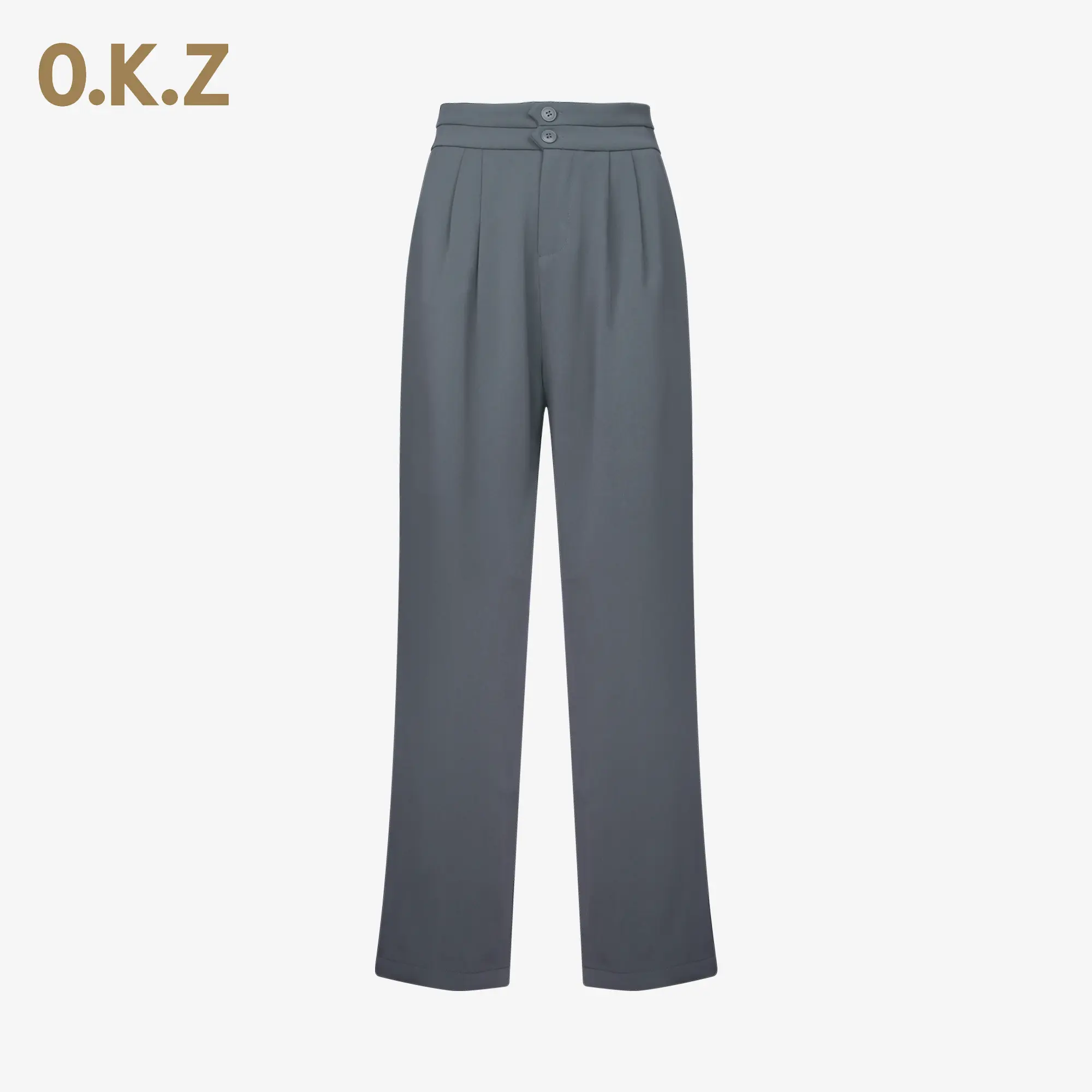 O.K.Z Niki Double-Button Suit Pants Black Buttons Trousers
