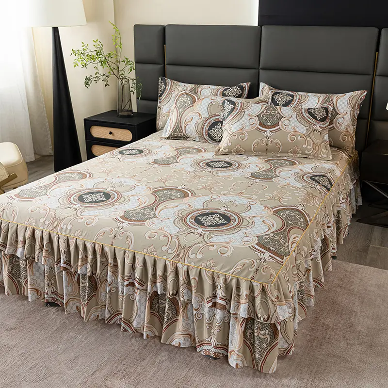 ENQ Fitted Bedsheet N-Series Color / Cadar Single queen, king size/ Katil Tilam Warna / Bed skirt type Bedsheet / Queen Size / Sarung Tilam Getah