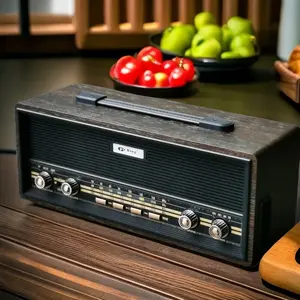 Professional Multiband High Sensitivity Radio BT Wireless Portable Vintage Radio Stereo Speakers with AC Plug USB TF Card Slot