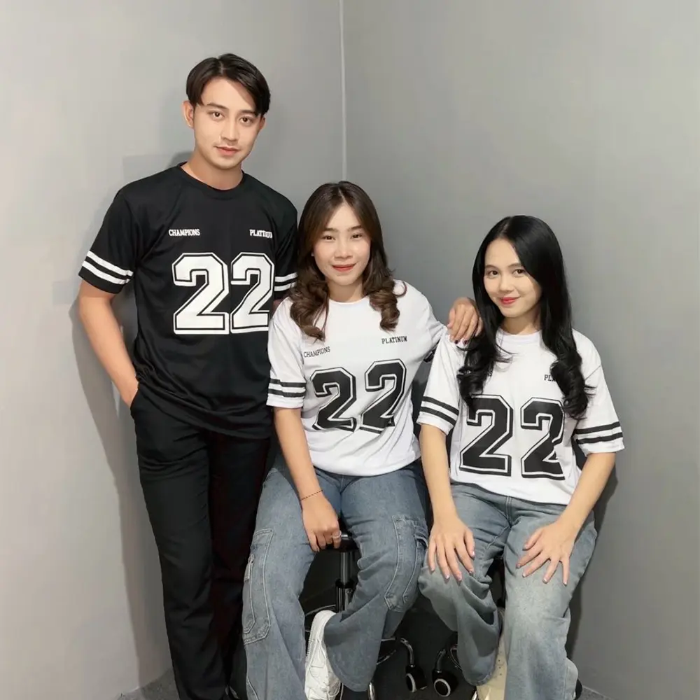 PLATINUM WORLD T-Shirt Baju Kaos List Stripe Lengan  22 Unisex Pria Wanita Couple Catton 24s Premium Quality Pasangan