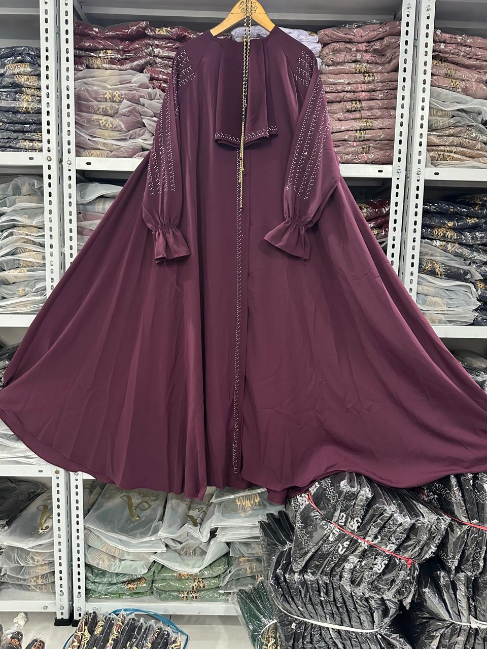 Abaya premium set kerudung pasmina ceruty gamis abaya dubai jet black wolpich wolpis resleting full bisa jadi outer terbaru