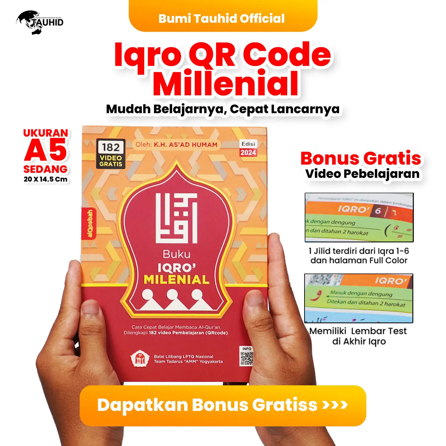 Iqro Milenial Versi QR Code (1 Buku 6 Jilid) Dengan Video Pembelajaran Cara Baca Huruf Hijaiyah Quran