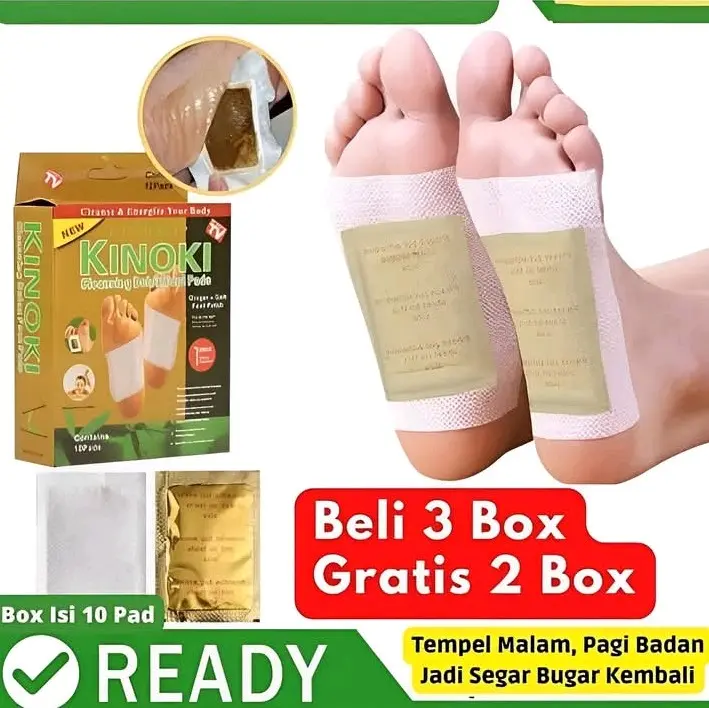 TERLARIS Promo Paket 5 Box isi 50 PCS Kinoki Gold Detok Foot Koyo Pnyerap Racun Dalam Tubuh Secara Alami Patch Hand Kaki