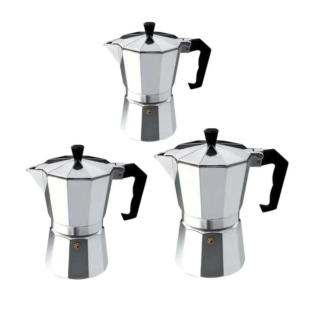 3-Cup Stovetop Espresso Maker Moka Pot Italian Design Stainless Steel Home Bar Aluminum Coffee Moka Maker Pot Espresso Maker Moka Pot