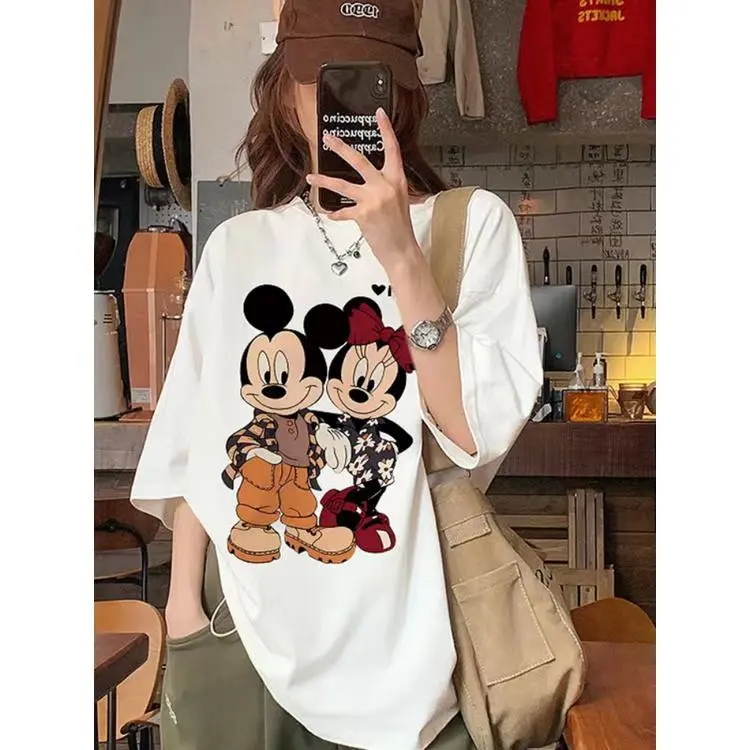 New 100% Cotton Korean Street Girls Fashion Short Sleeve T-shirt Printed Unique Graphic Tees Losse Oversized Women