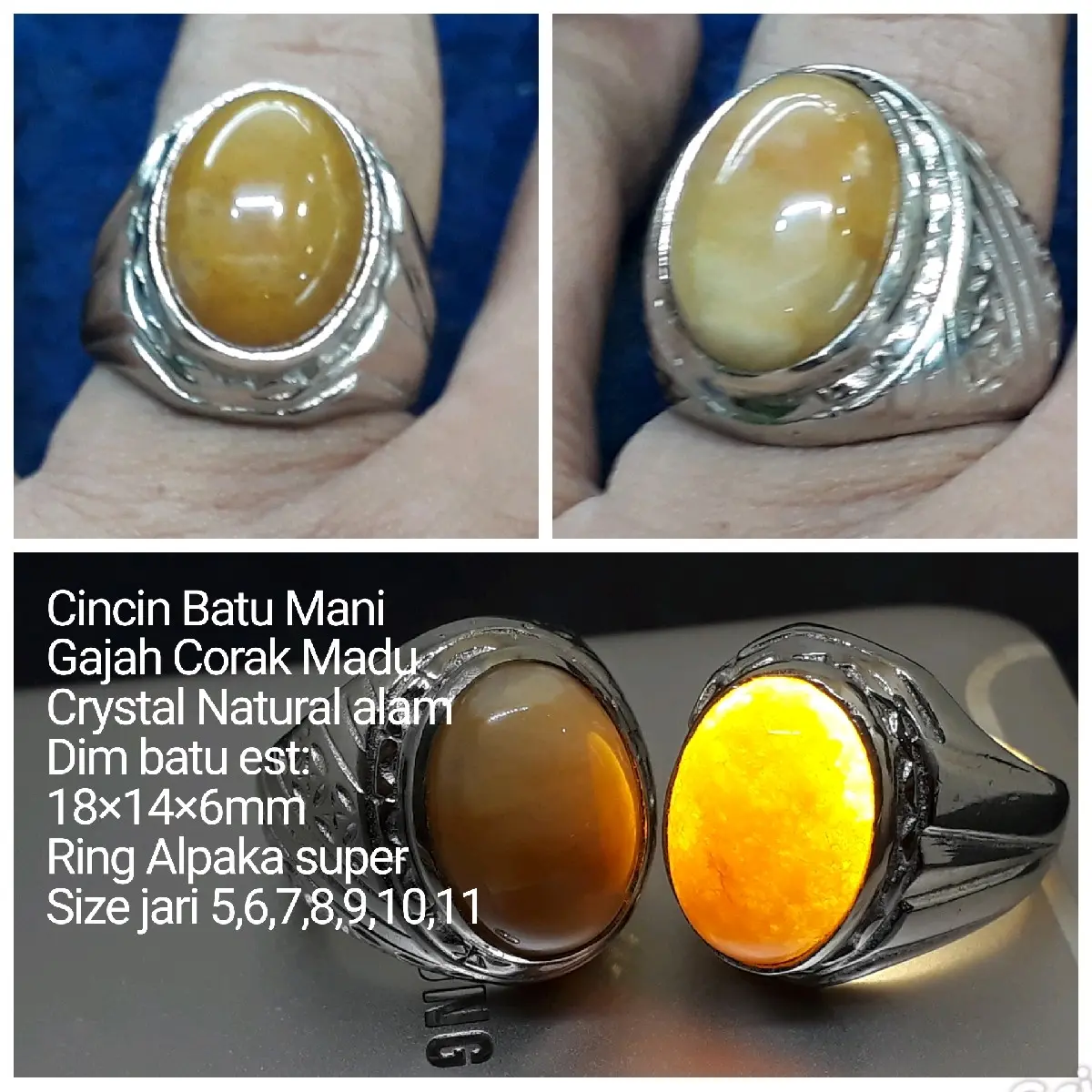 CINCIN BATU MG COKLAT CRYSTAL NATURAL BISA JALAN DI AIR CUKA