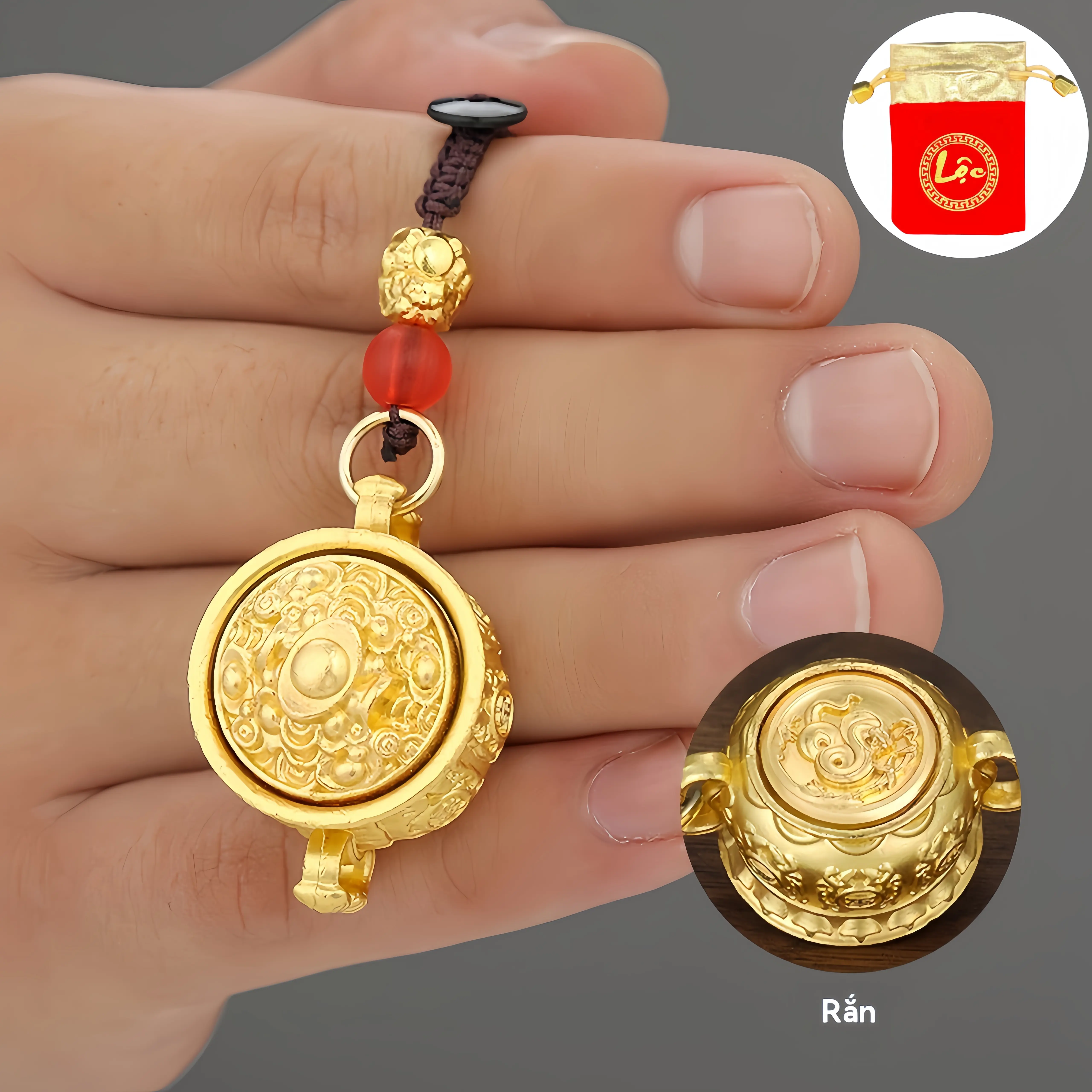 【1pcs】Móc khoá Bình tụ bảo xoay,móc khóa trang trí  cung hoàng đạo quay may mắn, tài lộc, sức khỏe 1 túi may mắn phong bì đỏ Women Nữ Hổ Quà tết 2025 mô  hình