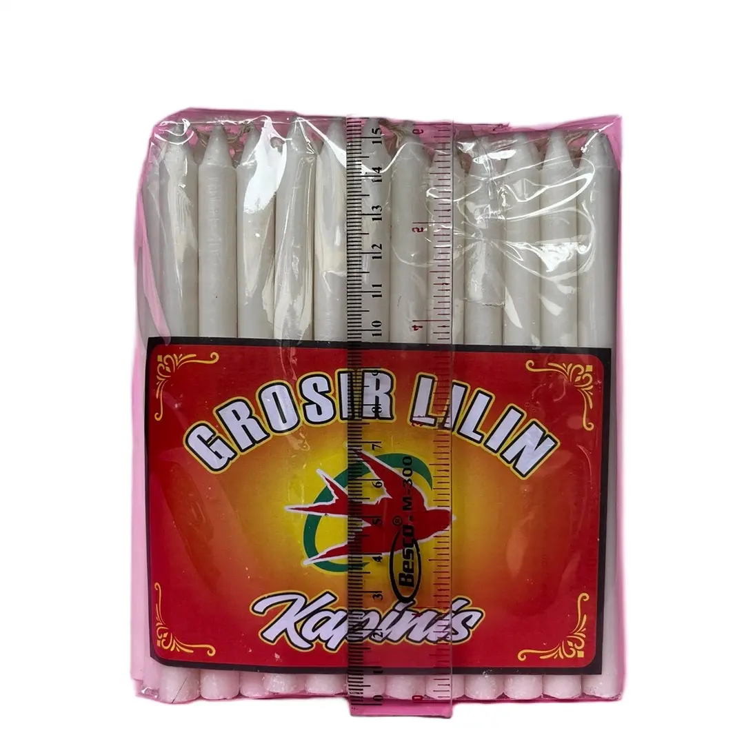 Lilin Putih Isi 50 Pcs T-01 Curah Panjang 15 cm-Diameter 1 cm - Tahan Lama Candle Murah Panjang 15 Cm Diameter 1 Cm (T01-50-PUTIH)