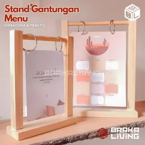 Stand Gantungan Menu Promo Nomer Meja Kalender Kayu Resto Cafe Jadwal Sekolah Desk