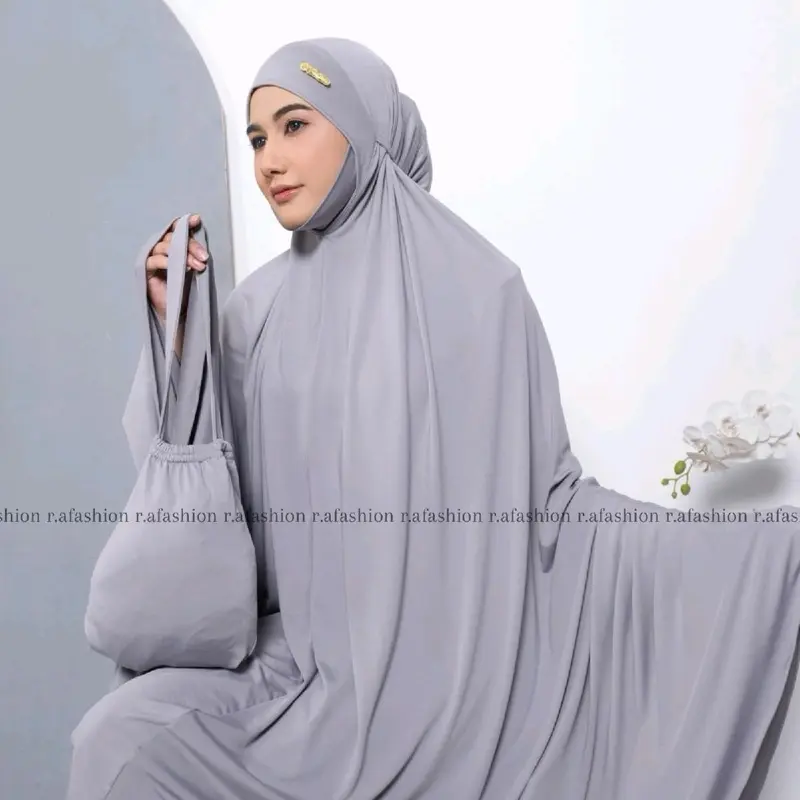 Ra Fashion - Mukena Dewasa Jersey Syar'i Malaysia Menutup Dagu Jumbo Lembut Dan Nyaman Traveling