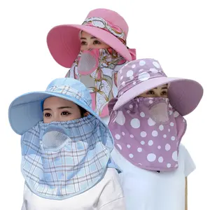 Caramel - Topi Pantai Cadar Masker Penutup Wajah Anti Sinar Uv Keperluan Bertani Memancing Bersepeda Outdoor Wanita