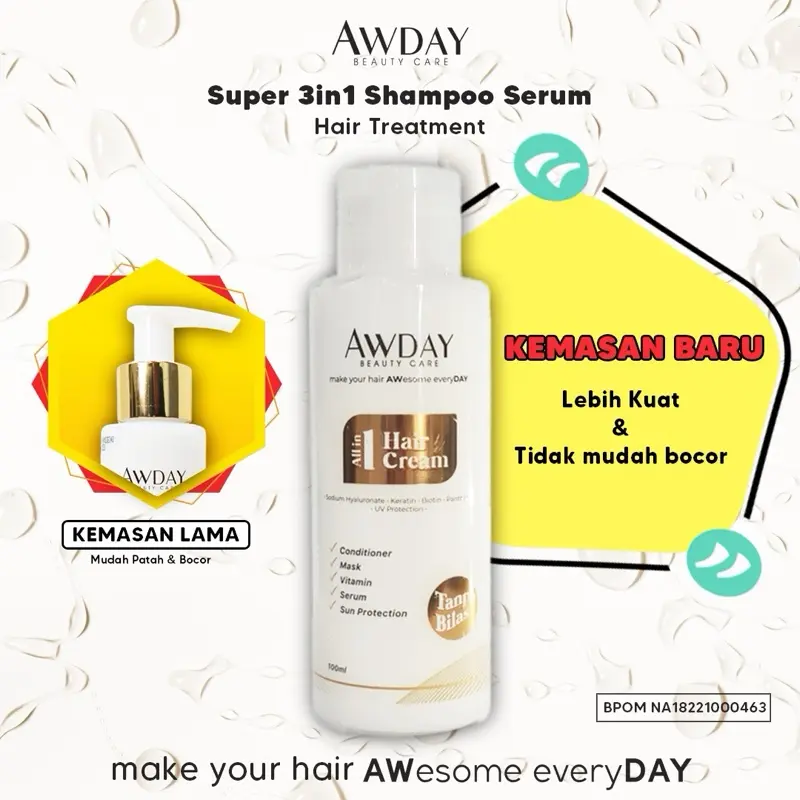 CONDITIONER / HAIRCREAM AWDAY ALL IN ONE TANPA BILAS Shampoo Haircare