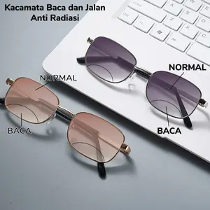 Kacamata Baca dan Jalan Pria Wanita Stainless Steel Lensa Plus Anti Radiasi +1.00 s/d + 4.00 Kacamata Pria Wanita Reading Glasses BESI 8887 DB