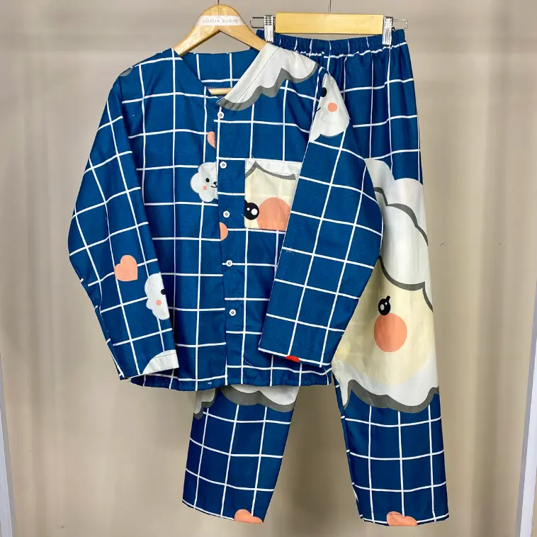 Piyama Set Baju Tidur  Wanita Dewasa Setelan Baju Celana Panjang Lengan Panjang Kancing Termurah High Quality Nyaman Motif Pendek Kancing