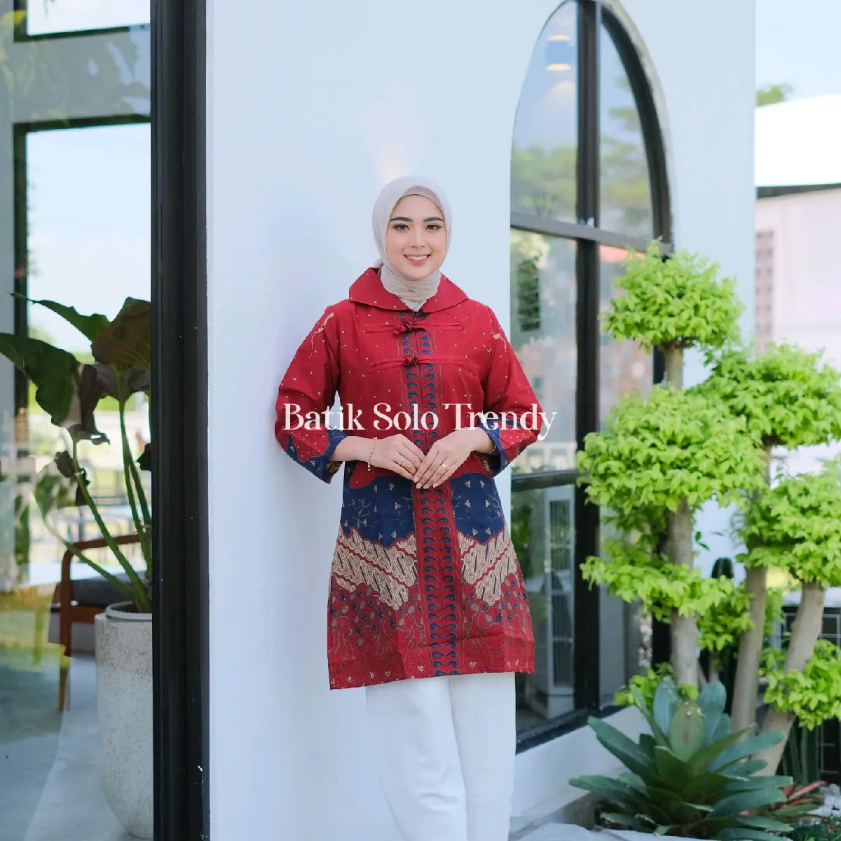 Tunik D20 Batik Katun Nyaman Panjang Cantik Casual Gaun Atasan Muslim Formal Santai anjani dress Wanita Kerja
