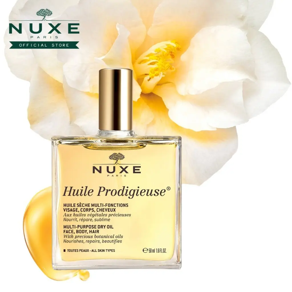 NUXE Huile prodigieuse Multi-Purpose Dry Oil (50ml) Nourishes ,Beautifies [All skin types - Face, Body, Hair]