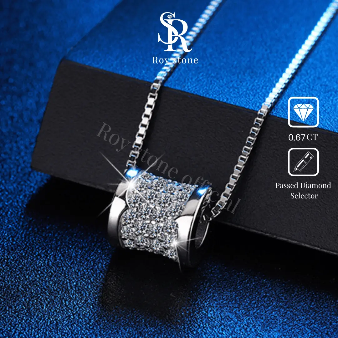 RoyStone - Kalung Wanita Moissanite Perhiasan Wanita Original Lapis Emas - Mindy Necklace