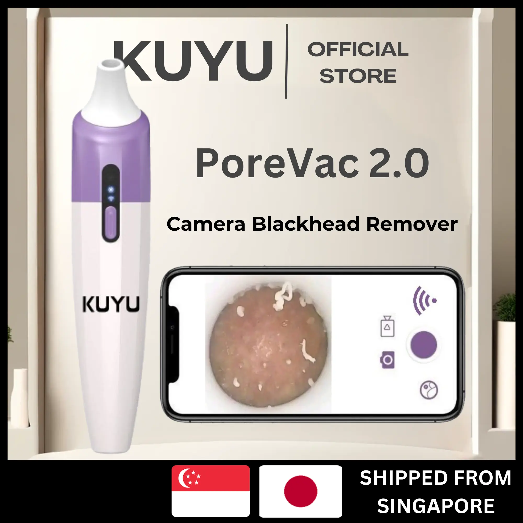 Kuyu PoreVac 2.0 (With Camera) Pore Vacuum for Sebum Whiteheads Blackheads Oils
