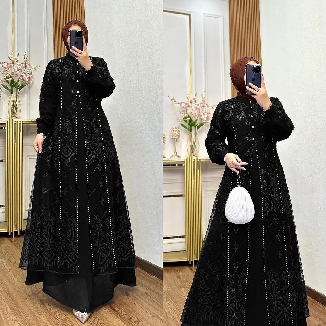 Denara Dress Fashion Wanita Muslim Terbaru Gamis Kondangan Terbaru Bahan Ceruty Baby Doll Mix Brukat