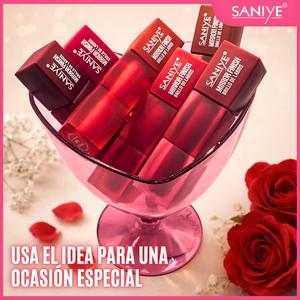 SANIYE Labial liquido terminado mirror mojado espejo glossy color con gloss,Acabado mate de larga duración，Taza impermeable y antiadherente，Maquillaje que dura 24 horas