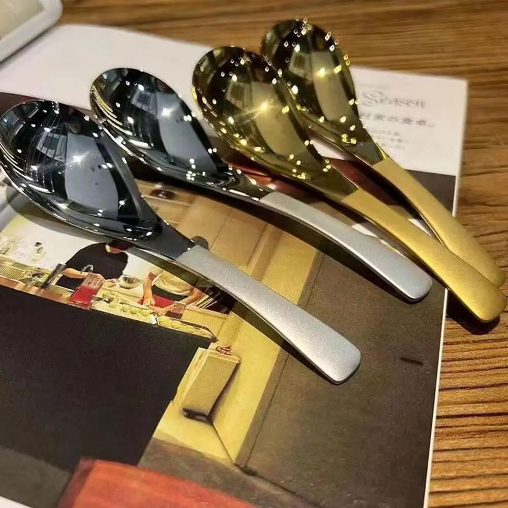 Korean Spoon Stainless Steel Spoon Dessert Dinner Tableware S7Q5