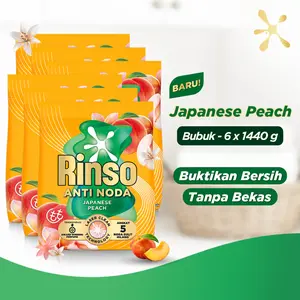 [Lebih Hemat 25%] Rinso Baru Detergen Bubuk Varian Japanese Peach 1440g x6