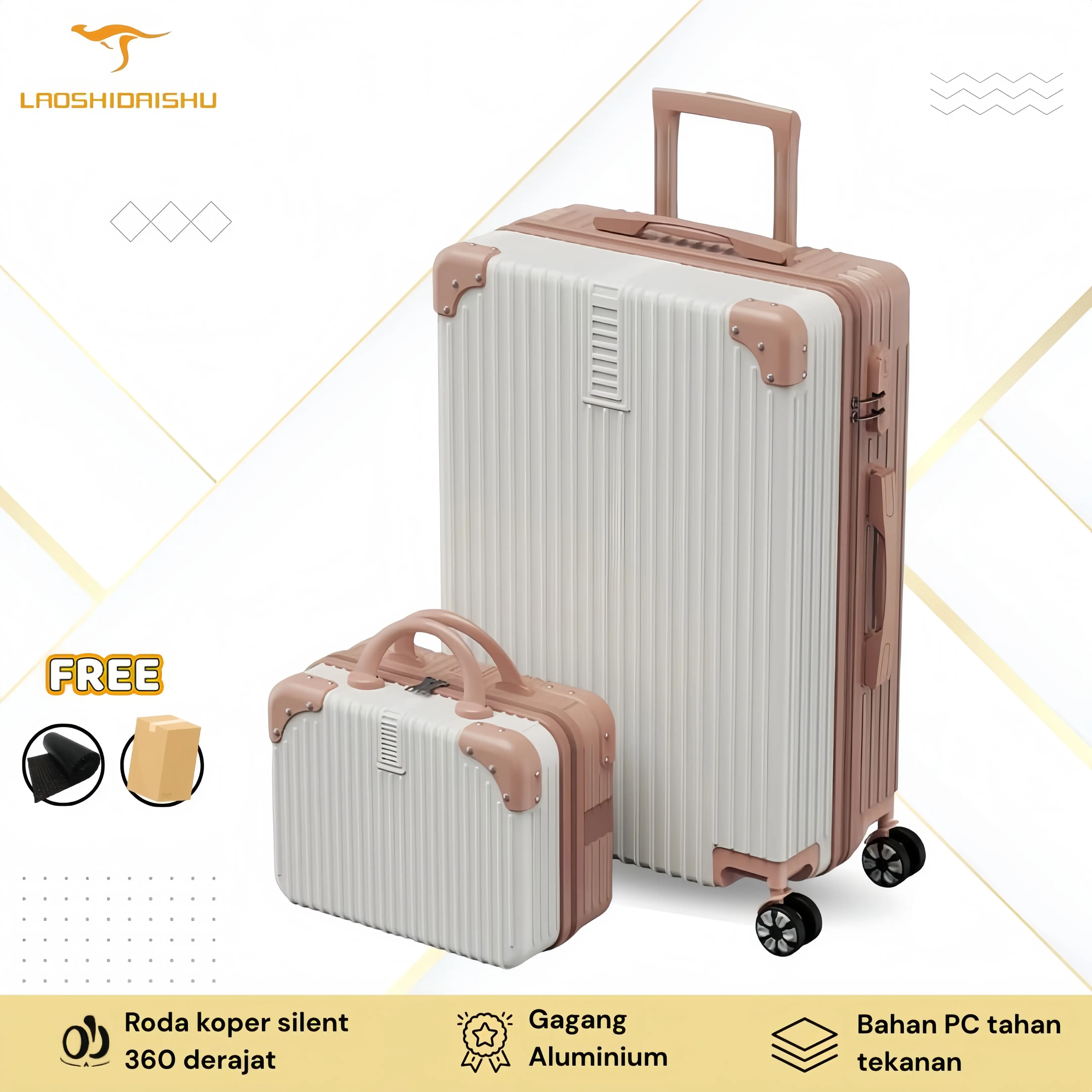 LAOSHIDASHU Koper Travel Type 916 set ABS + PC Size 24 inch set 14 inch ...
